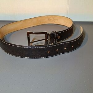 Roger Ximenez: Genuine Italian Calf Leather Brown Ostrich Belt